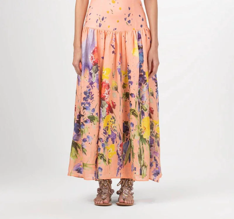 Your Shopping Spree Starts Here!Zaira Maxi Dress In Apricot Spring Garden