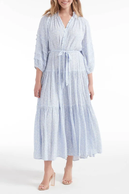 Your Dream Deal is Here!Zoey Jo Tiered Maxi Dress In Blue Floral