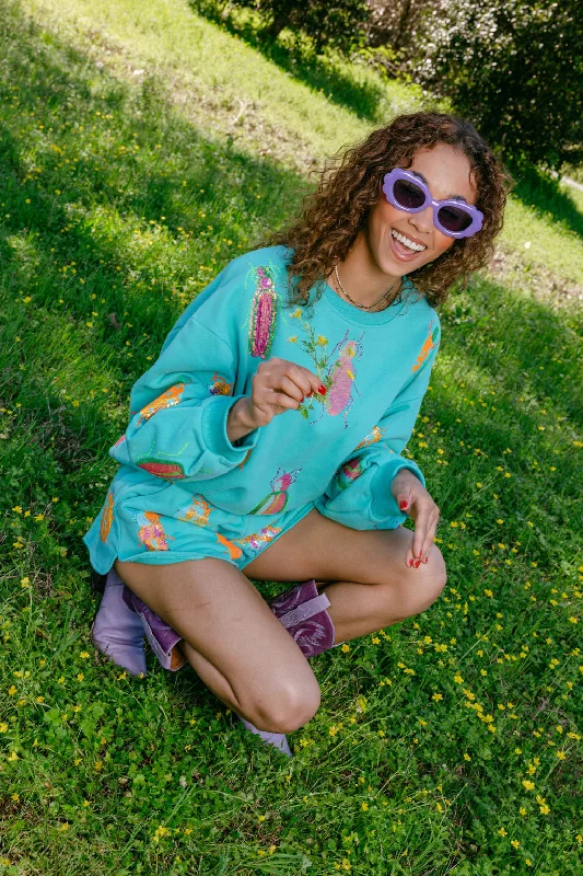 Great Deals, Just for You!Aqua & Neon Beetle All Over Sweatshirt