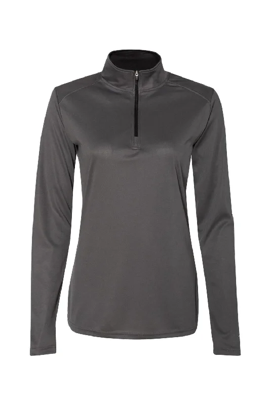 Your Best Deals Are Here!Badger Womens B-Core Moisture Wicking 1/4 Zip Sweatshirt - Graphite Grey/Black