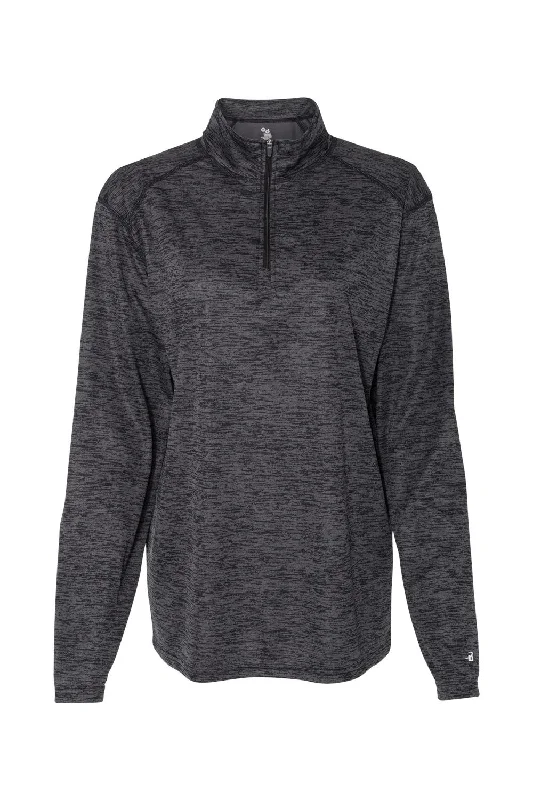 Shop More, Spend Less!Badger Womens Tonal Blend Moisture Wicking 1/4 Zip Sweatshirt - Black Tonal Blend