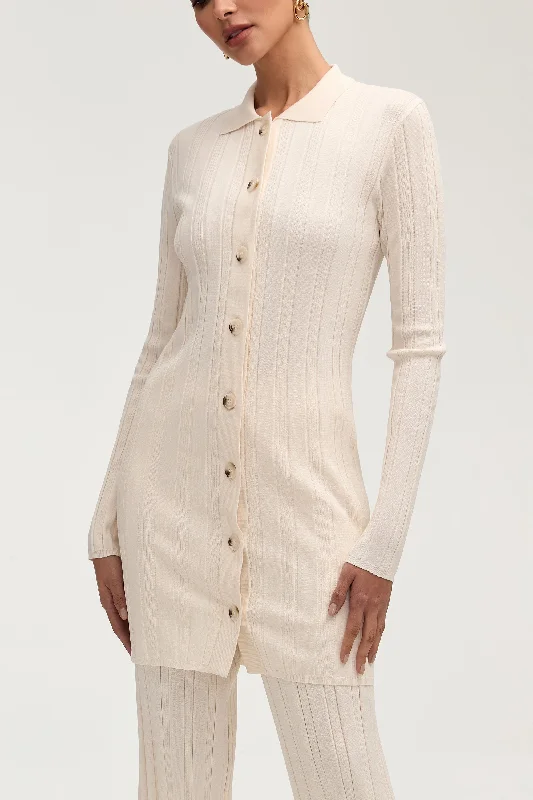 Get Ready to Save!Becca Knit Ribbed Button Down Top