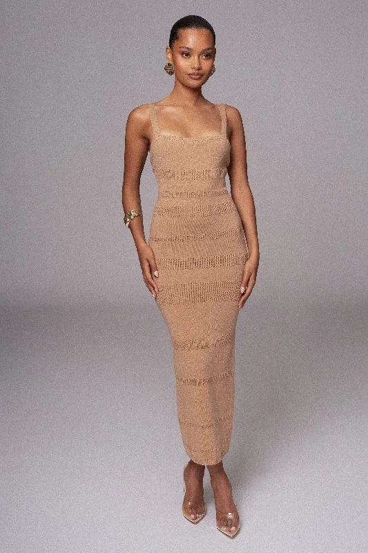 Biggest Sale of the Season!Beige Sandy Shores Knit Midi Dress