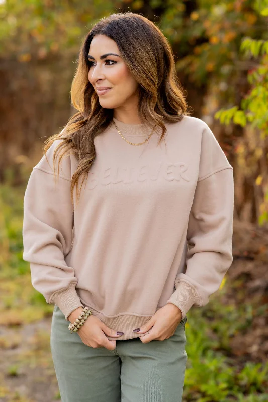 One Day Only – Huge Savings!Believer Embossed Crewneck