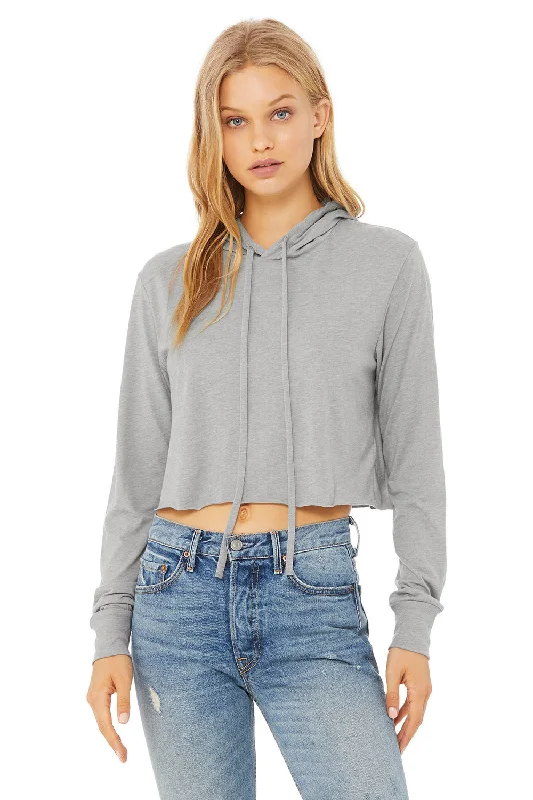 Shop Now and Save!Bella + Canvas Womens Crop Long Sleeve Hooded Sweatshirt Hoodie - Athletic Grey