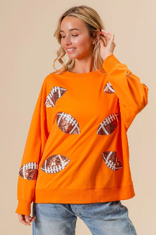 Score Big Savings Today!Bibi Football Sequin Embroidery Loose Fit Sweatshirt