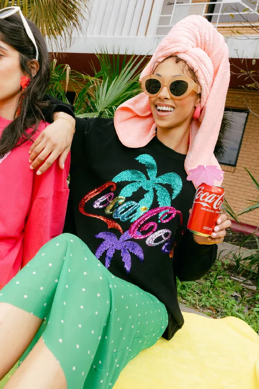 The Best Offers Are Here!Black Multi Coca-Cola® Palm Tree Sweatshirt