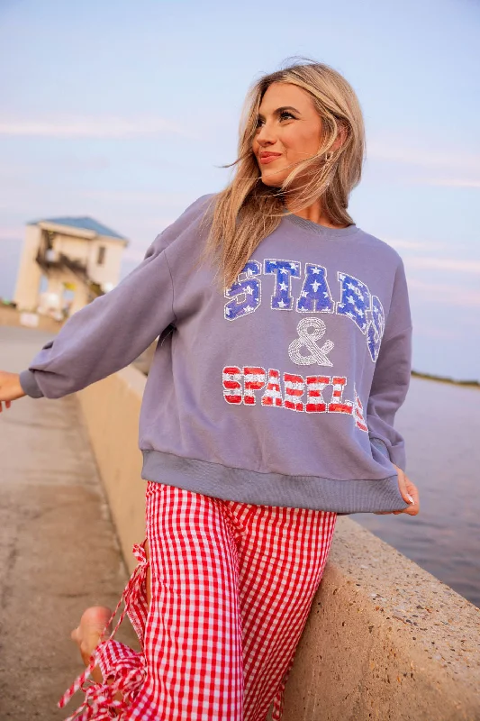 Today Only – Don’t Miss It!Blue 'Stars & Sparkles' Sweatshirt