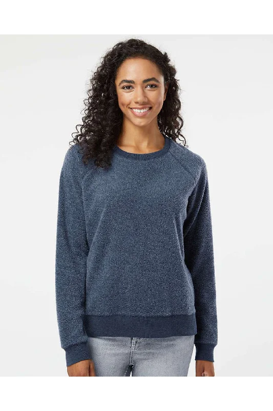 Price Drop Alert!Boxercraft Womens Fleece Out Crewneck Sweatshirt - Navy Blue