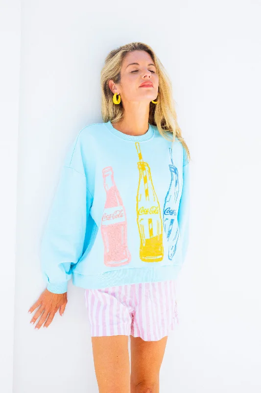 Mega Sale Happening Now!Bright Blue Multi Coca-Cola® Bottle Sweatshirt