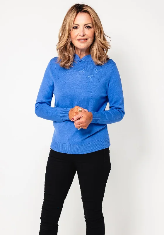 Limited Time Offer!Castle Of Ireland Rhinestone Collar Neck Jumper, Blue