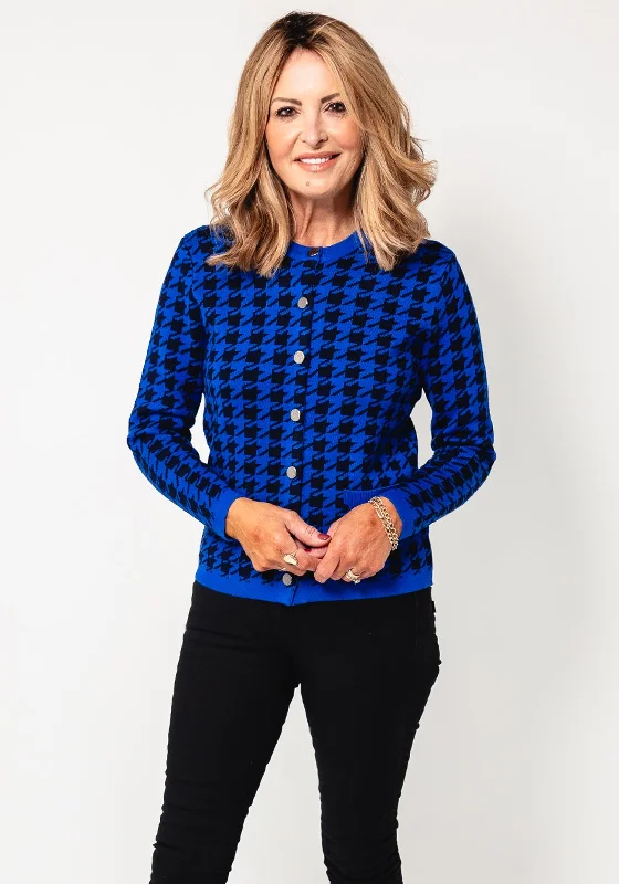 Upgrade for Less!Castle Of Ireland Houndstooth Knit Cardigan, Blue