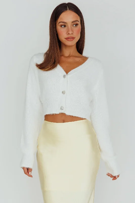 Find Your Perfect Deal Today!Chica Dulce Heart Button Knit Crop Top Cream