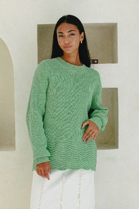 Score Big Savings Today!Claudia Green Scallop Hem Knit Sweater
