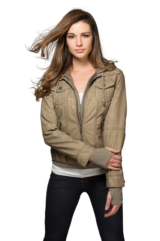 Shop Now and Save!Coalition Girl Next Door Vegan Leather Hooded Jacket