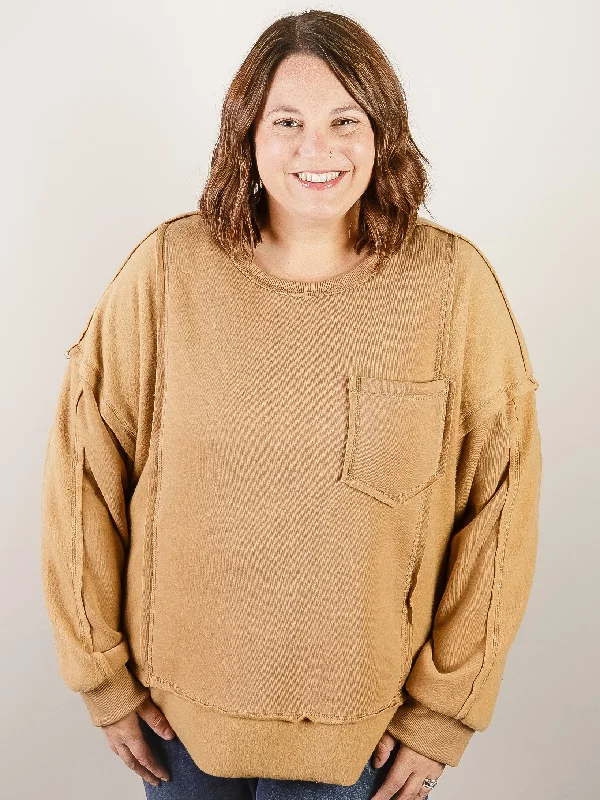 Best Price of the Season!Curvy Camel French Terry Comfy Pullover