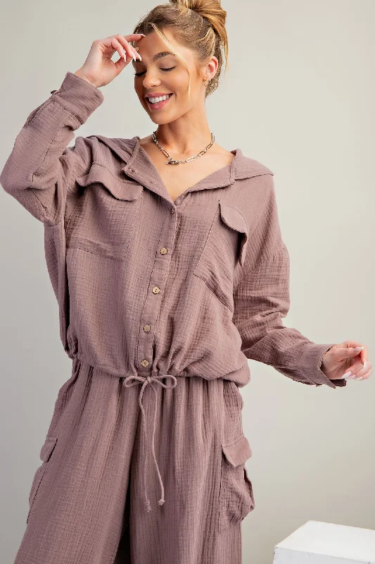 Get More, Spend Less – Shop Now!Easel Button Down Cotton Gauze Hoodie