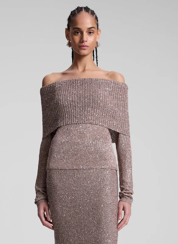 Lowest Prices Guaranteed!Evelyn Metallic Knit Off Shoulder Top
