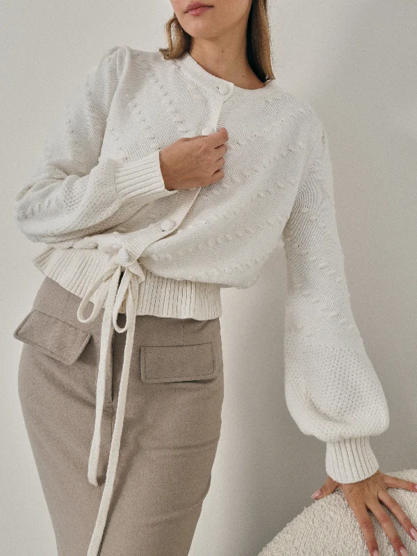 Buy More, Pay Less!Freya Textured Cotton Cardigan | Ivory