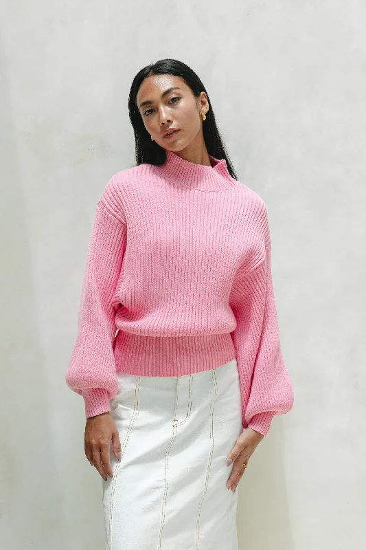 Your Favorite Items on Sale Now!Grace Pink Balloon Sleeve Knit Sweater