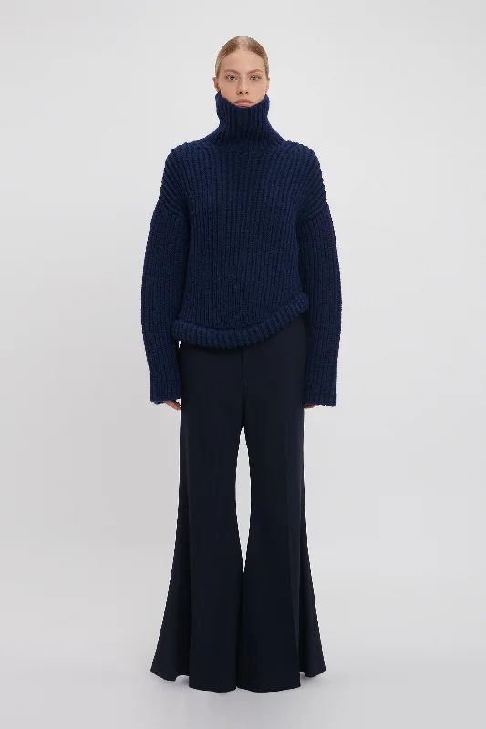 The Best Sale of the Year!High Neck Knit Jumper In Ink Blue