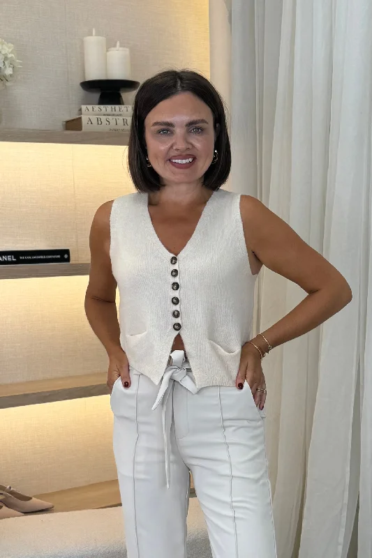 Limited-Time Price Drop!Lila Knit Waistcoat In Cream