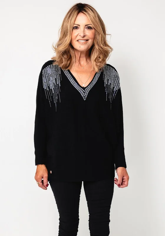The Best Deals Won’t Wait!Malissa J Diamante Embellished One Size Jumper, Black
