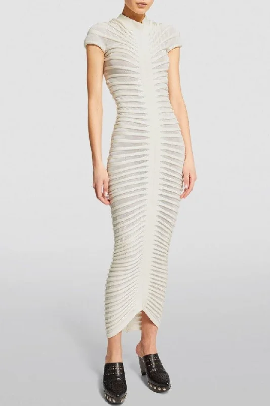 Upgrade for Less!Miria Ruched Cross Knit Maxi Dress