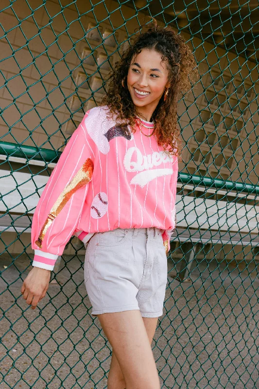 Save Money, Shop Happy!Neon Pink Batter Up Queen Sweatshirt