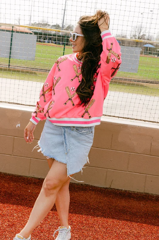 Grab Yours Before It’s Too Late!Neon Pink Scattered Baseball Bat Sweatshirt