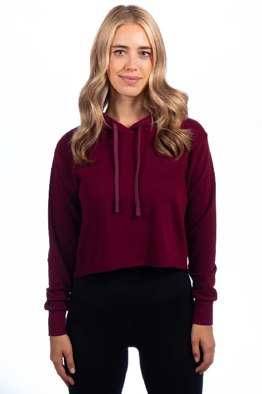 Limited Edition, Limited Price!Next Level Womens Cropped Hooded Sweatshirt Hoodie - Maroon