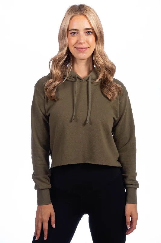 Flash Deals – Act Quickly!Next Level Womens Cropped Hooded Sweatshirt Hoodie - Military Green