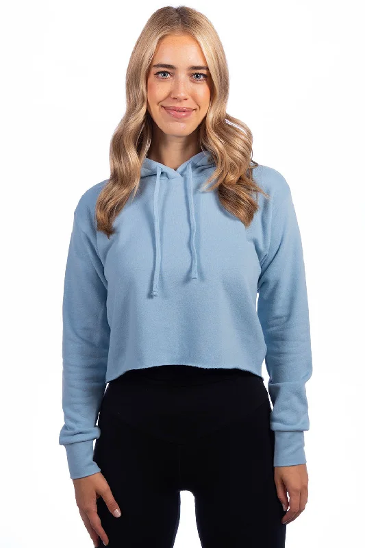 Grab Yours Before It’s Too Late!Next Level Womens Cropped Hooded Sweatshirt Hoodie - Stonewashed Denim Blue