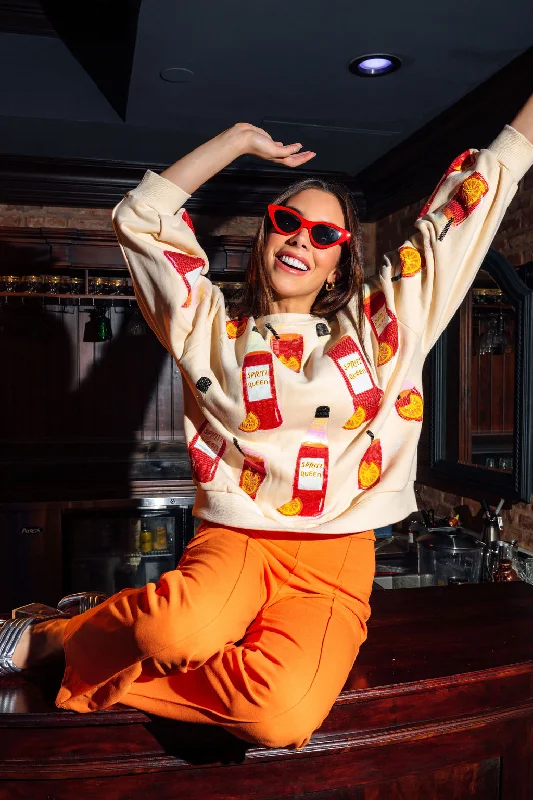 Limited Time Offer!Pale Yellow Spritz Queen All Over Sweatshirt