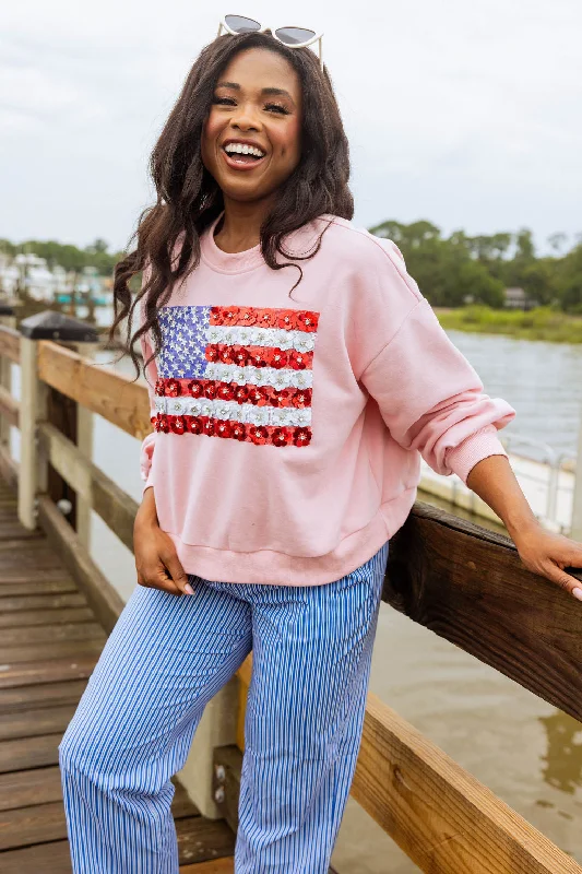 Shop Today, Save Tomorrow!Pink Flower American Flag Sweatshirt