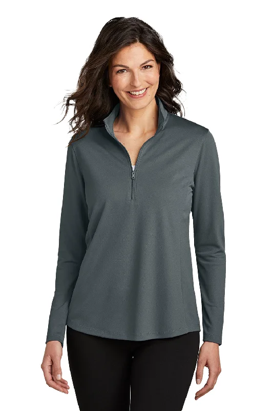 Hurry, Sale Ends Soon!Port Authority Womens Dry Zone Moisture Wicking Micro Mesh 1/4 Zip Sweatshirt - Graphite Grey