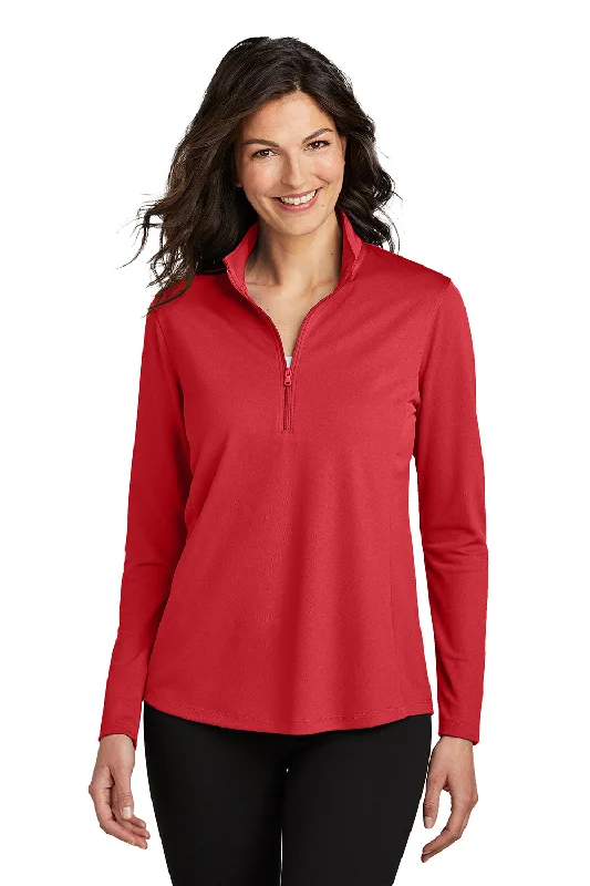 Mega Sale Happening Now!Port Authority Womens Dry Zone Moisture Wicking Micro Mesh 1/4 Zip Sweatshirt - Rich Red