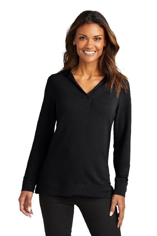 Huge Price Cuts Await!Port Authority Womens Microterry Snag Resistant Hooded Sweatshirt Hoodie - Deep Black
