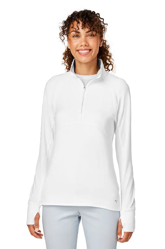 One Click Away from Big Savings!Puma Womens Gamer Moisture Wicking 1/4 Zip Sweatshirt - Bright White