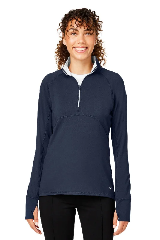 New Discounts Just Dropped!Puma Womens Gamer Moisture Wicking 1/4 Zip Sweatshirt - Navy Blue