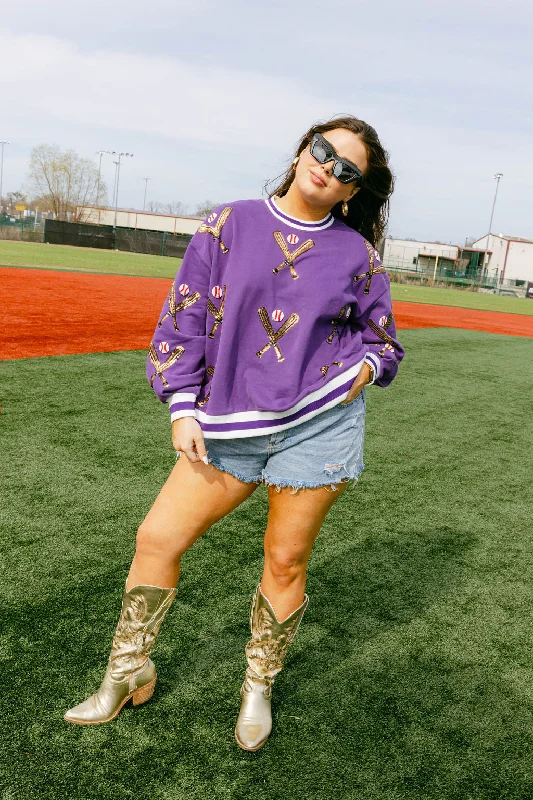 One Day Only – Huge Savings!Purple Scattered Baseball Bat Sweatshirt