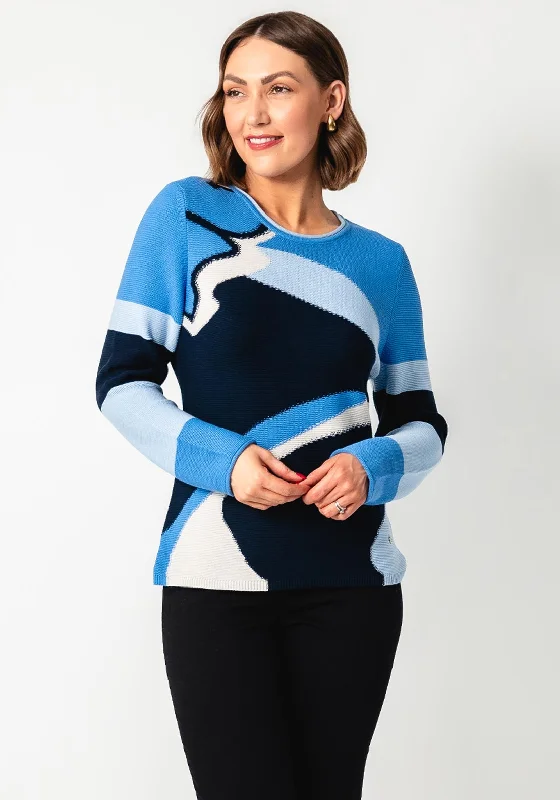 Your Wallet Will Thank You!Rabe Printed Round Neck Jumper, Blue
