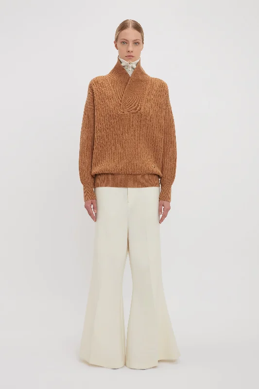 Shop the Hottest Deals!Shawl Neck Knitted Jumper In Camel