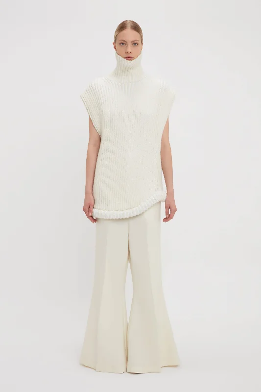 Save Like Never Before!Sleeveless High Neck Knit Jumper In Ivory