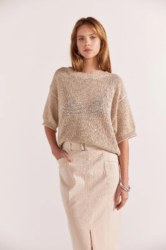Limited Edition, Limited Price!Staple the Label Nora Open Knit Tee in Natural