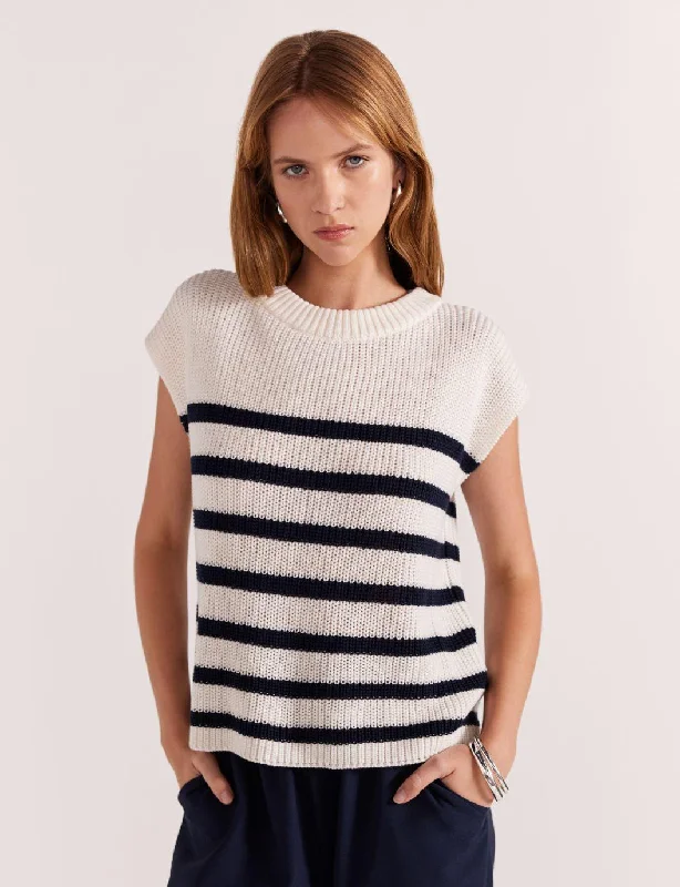 Must-Have Deals Inside!Staple the Label Sundown Stripe Knit Tank in Cream and Navy