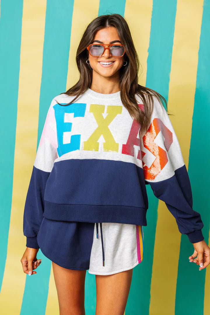 Special Discounts Inside!Texas Multi Color QOS Colorblock Sweatshirt