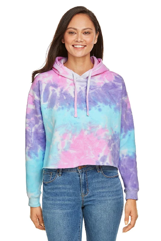 Shop the Hottest Deals!Tie-Dye Womens Cropped Hooded Sweatshirt Hoodie - Cotton Candy