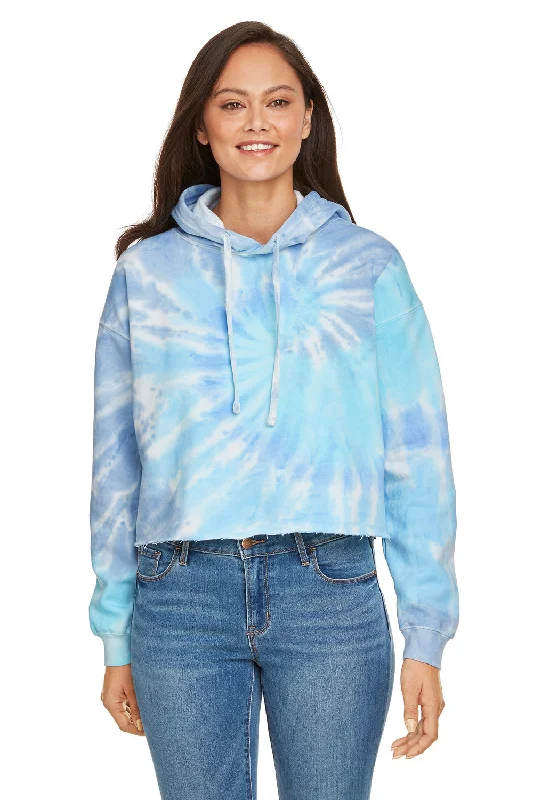 Everything Must Go!Tie-Dye Womens Cropped Hooded Sweatshirt Hoodie - Lagoon