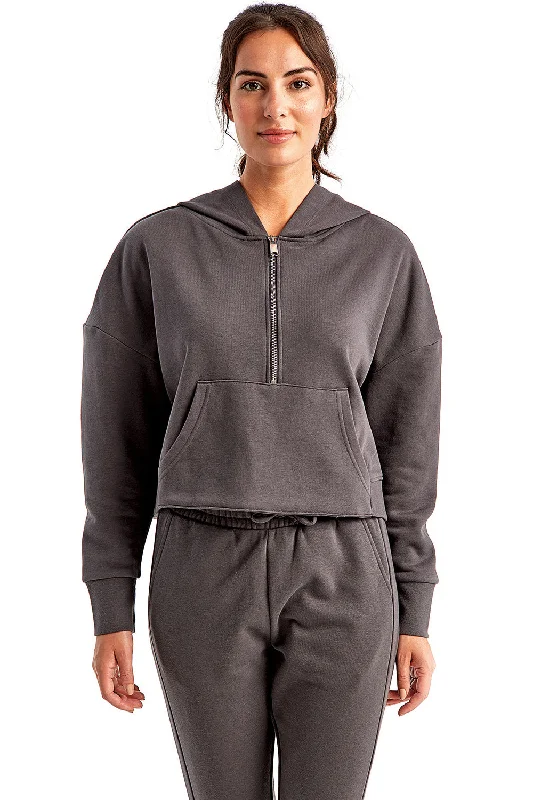 Hurry, Sale Ends Soon!TriDri Womens Alice 1/4 Zip Hooded Sweatshirt Hoodie - Charcoal Grey